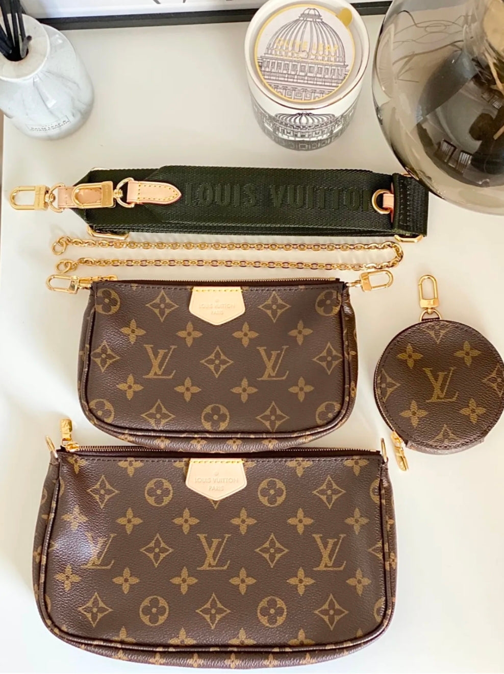 Army Green Multi-Pouch Crossbody Bag