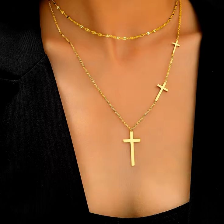 Layered Cross Necklace