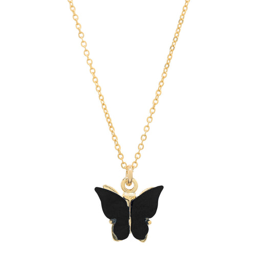 Black Butterfly Pendant Necklace