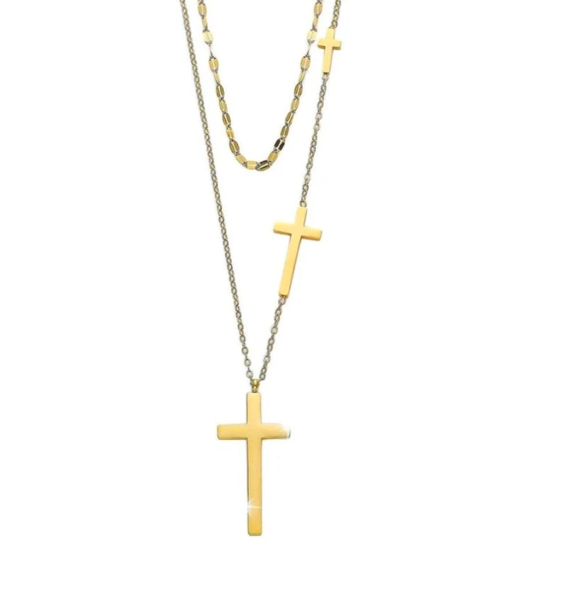 Layered Cross Necklace